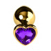 Анальная втулка Metal by Toyfa, металл, золотая, с фиолетовым кристаллом, 8 см, Ø 3 см, 165 г