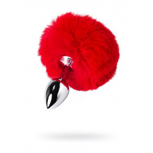 Анальная втулка Toyfa Metal, маленькая, металл+искусственный мех, серебряная, 10 см