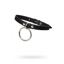 Чокер Pecado Bdsm, с круглым кольцом, модель 2, натуральная кожа, черный