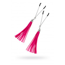 Зажимы на соски Pecado Bdsm, «Вилки», с кисточками из замши, металл, фуксия