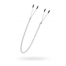 Зажимы на соски Pecado Bdsm, «Вилки», на цепочке, металл, серебро