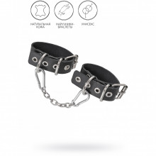 Наручники-браслеты Pecado Bdsm, из одного ремешка с люверсами, натуральная кожа, чёрные