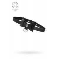 Чокер-ошейник Pecado Bdsm, с бабочкой и колечком, натуральная кожа, чёрный