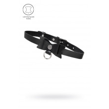 Чокер-ошейник Pecado Bdsm, с бабочкой и колечком, натуральная кожа, чёрный