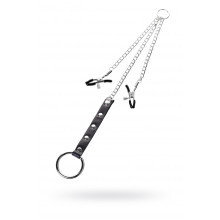 Зажимы для сосков Toyfa Metal с кольцом для пениса, серебряные, 60 см