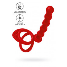 Насадка на пенис для двойного проникновения Black&Red by TOYFA, силикон, красная, 19,5 см