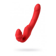 Безремневой страпон Black & Red by Toyfa с вибрацией, силикон, красный, 35 см
