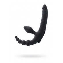 Безремневой страпон Black & Red by Toyfa с вибропулей, силикон, черный, 35 см