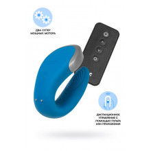 Многофункциональный стимулятор для пар Satisfyer Partner Double Love, силикон, синий, 9 см