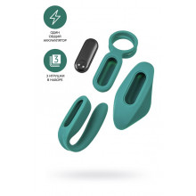 Набор вибраторов для пары Штучки-Дрючки "Trio for two", силикон, изумрудный