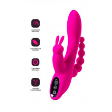 Тройной вибростимулятор Jos Spanky, силикон, розовый, 21 см