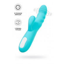 Вибратор-ротатор с клиторальной стимуляцией Jos Merry-Swi, силикон, голубой, 20,7 см