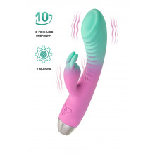 Вибратор для точки G с клиторальной стимуляцией, Flovetta Orchid, силикон, мятно-розовый, 21 см